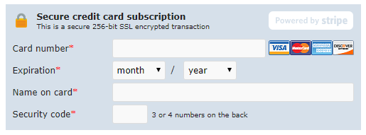 Secure credit card subscription